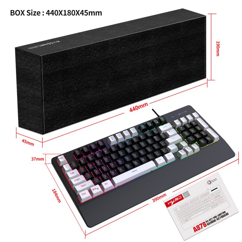 2023 New 93 Thin Film Wired RGB Glow Game Keyboard ABS Dual Color Injection Molding Keycap Multi Key Conflict Free_voghion.com