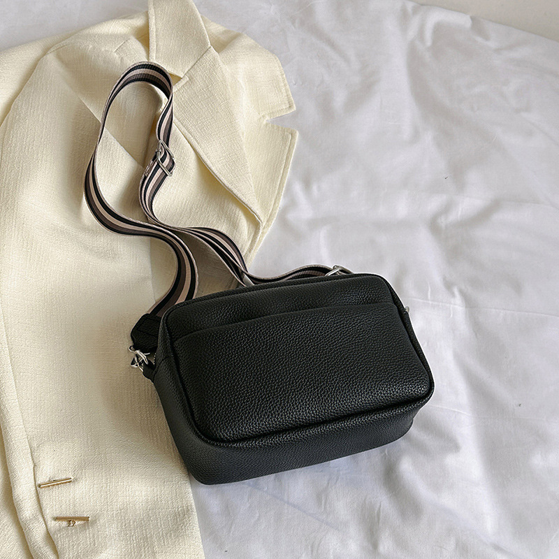 Women's Stylish Crossbody Bag With Wide Strap - Minimalist Solid Color Small Square Purse For Daily Use​_voghion.com