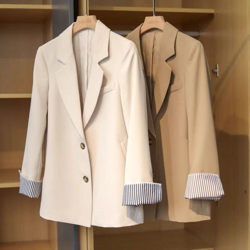 Blazer à texture 3D - Veste croisée en acétate et polyester pour femme (noir/kaki/crème, S-XL, style urbain)_voghion.com