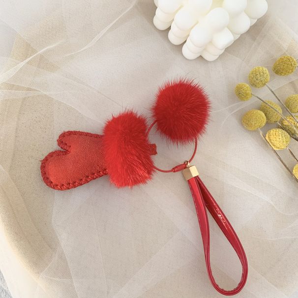 Portachiavi in pelliccia sintetica - Grazioso accessorio fatto a mano in stile coreano, color pastello, per borse, chiavi e decorazioni per auto_voghion.com