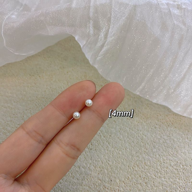 Three-piece Set,Gentle Temperament, Antiallergic Round Pearl Earring, Mini Ear Hole Earrings, Silver Needles, Simple And Exquisite Earrings For Women_voghion.com