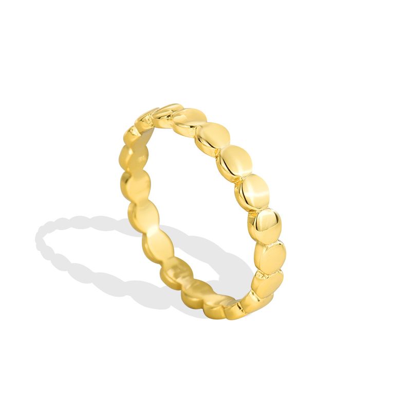 Anello con trama a specchio minimalista, stile retrò lucido e freddo, anello semplice in oro K_voghion.com
