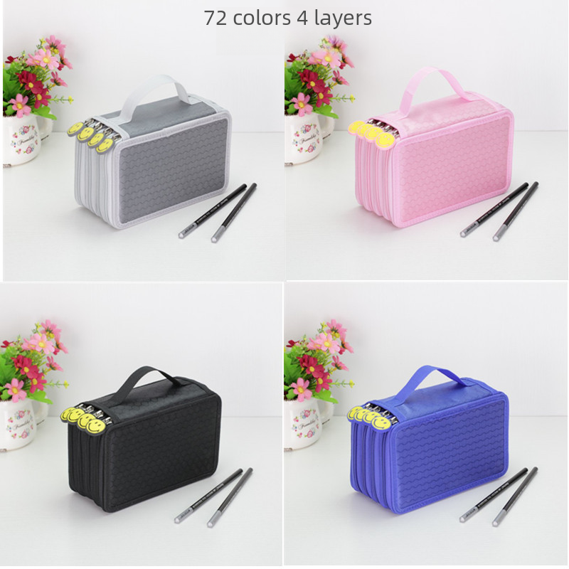 Student four-layer pen bag 72 color brush color pencil bag porous stationery storage art pencil bag spot wholesale_voghion.com