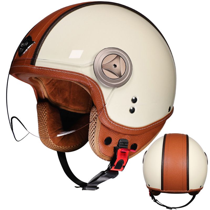 Neuer 3C-zertifizierter Retro-Helm mit Endoskop für alle Jahreszeiten, Unisex, Dreiviertel-Motorrad- und Elektrofahrzeug-Reithelm_voghion.com