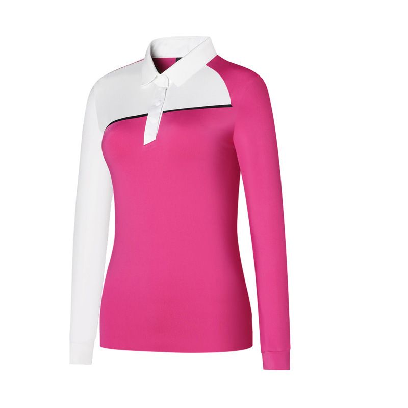 Roupas femininas Outono golfe feminino manga comprida camiseta moda slim esportes ao ar livre top elástico resistente ao desgaste anti rugas camisa polo_voghion.com