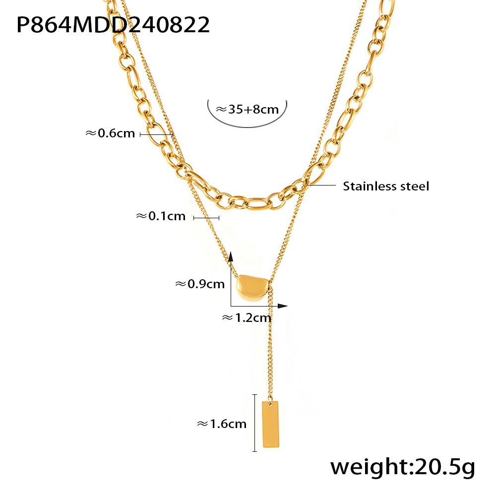 Double Layered Sugar Chain, Bean Chain, Necklace, Women's Collarbone Chain, Ins, Cool And Personalized Style_voghion.com