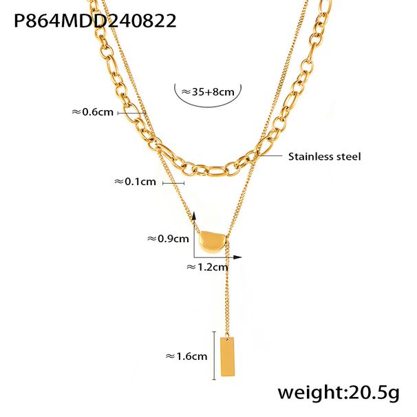 Double Layered Sugar Chain, Bean Chain, Necklace, Women's Collarbone Chain, Ins, Cool And Personalized Style_voghion.com