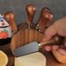 Solid Standable Handle And Fork Butter Acacia Wood Base Cheese Knife Set 6-Piece Gift Box_voghion.com