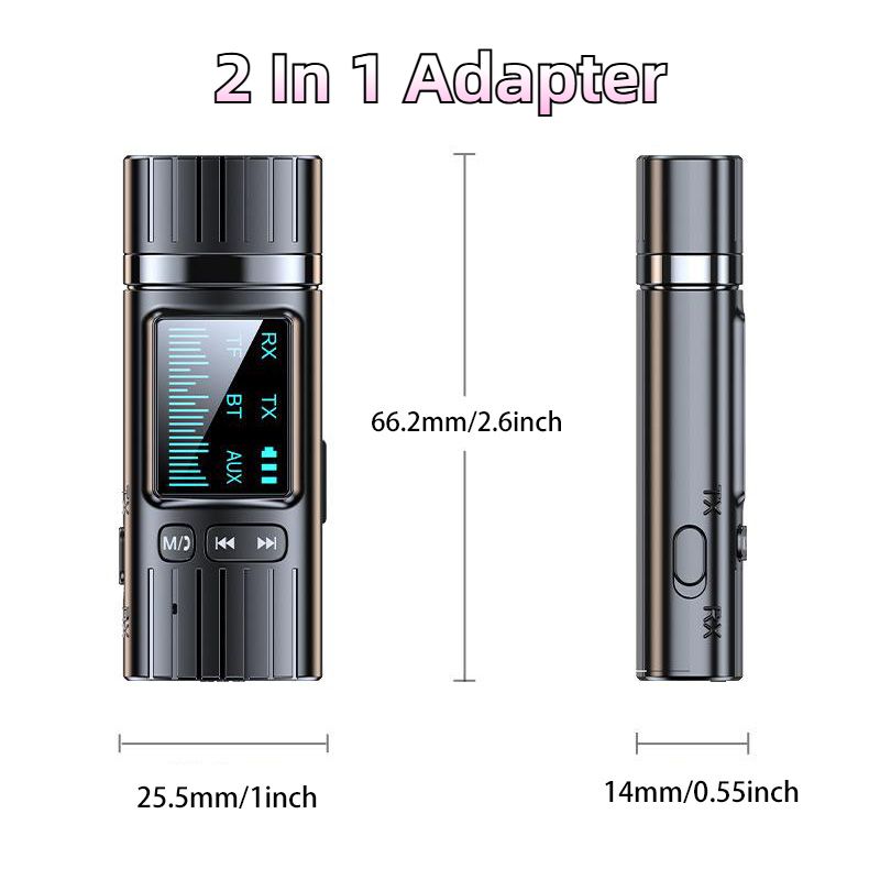 Adattatore 2 in 1 Trasmettitore audio 5.4 LED 3.5mm Aux USB Bluetooth per TV Auto Ricevitore wireless Plug and Play_voghion.com