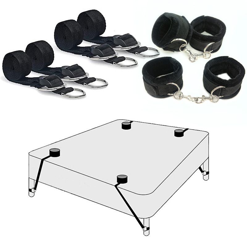 Kadınlar ve Erkekler İçin SM Kısıtlamaları, Çiftler İçin Alternatif Bağlama Aleti, Dört Köşeli Halka Seti, Yetişkin Yatak Bağlama_voghion.com