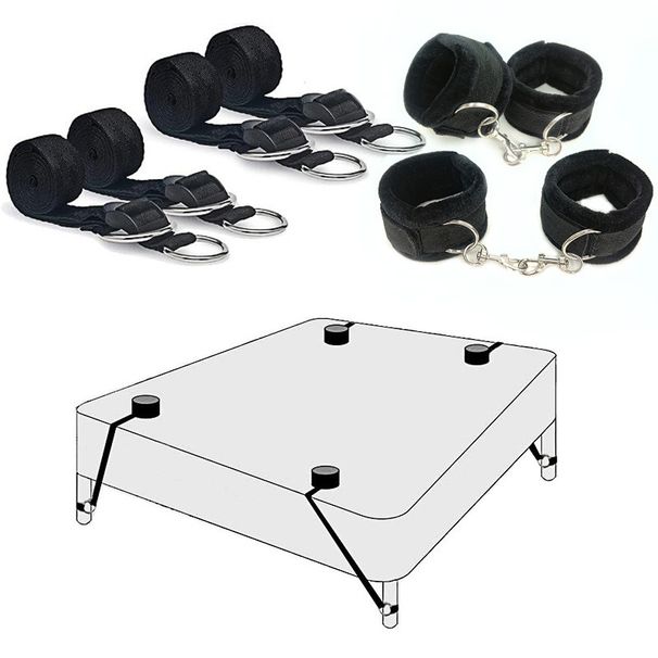 Kadınlar ve Erkekler İçin SM Kısıtlamaları, Çiftler İçin Alternatif Bağlama Aleti, Dört Köşeli Halka Seti, Yetişkin Yatak Bağlama_voghion.com