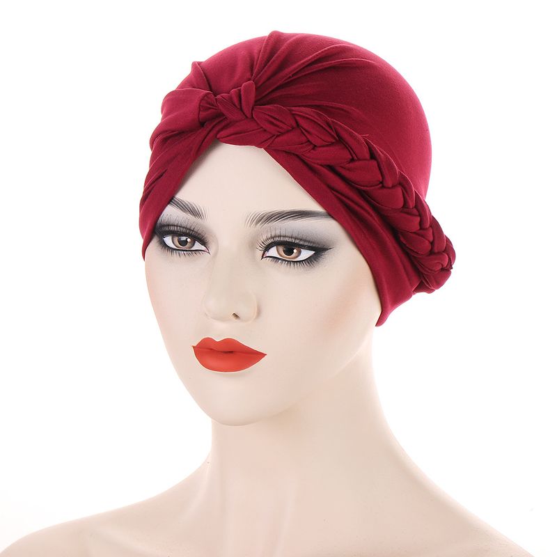  new multi-color side braid turban hat solid color turban Muslim hat in stock_voghion.com