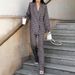 Women's solid color coat pantsuit_voghion.com