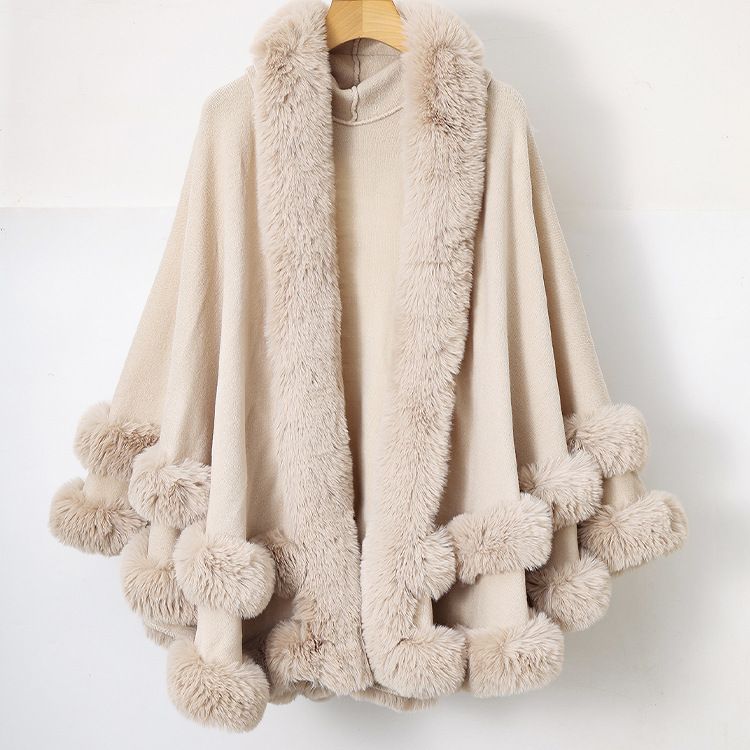 Schals Hutkragen Strickschal Herbst- und Wintermantel Damen Vielseitiger warmer Pelzumhang mit doppeltem Verwendungszweck_voghion.com