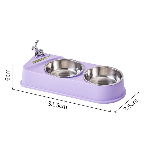 Mājdzīvnieku nerūsējošā tērauda dubultslīdes un pretklauves mājdzīvnieku tauriņu kaķu bļoda suņu barības trauks_voghion.com