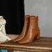 Vintage Thick Women Ankle Boots Heels Boot Fashion Pointed Toe Zipper Winter Womens Shoes Leather Brown Short Booties_voghion.com
