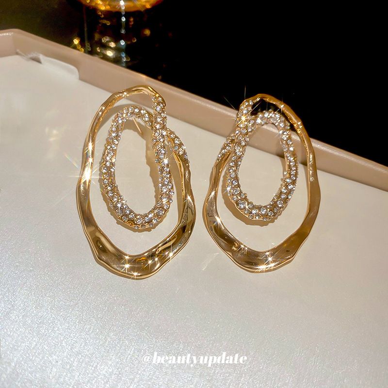 Irregular Oval Earrings With Fashionable Design, Light Luxury And High-end Earrings For Women_voghion.com