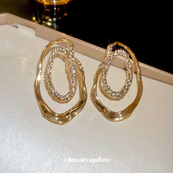Irregular Oval Earrings With Fashionable Design, Light Luxury And High-end Earrings For Women_voghion.com