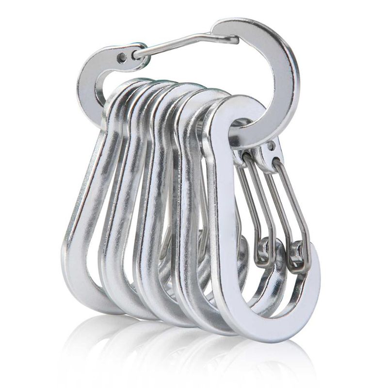 6Pcs Camping Mountaineering Buckle D Shape Carabiner Spring Snap Clip Multifunctional Hiking Backpacking Tools_voghion.com