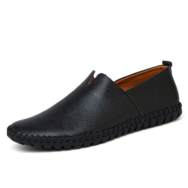 MIXIDELAI Herren-Loafer aus echtem Rindsleder, modische handgefertigte Mokassins aus weichem Leder, blaue Slipper für Herren-Bootsschuhe, Übergröße 38–47_voghion.com