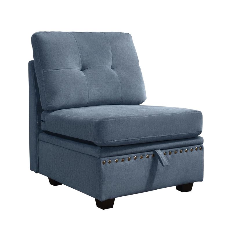 Vintage Modular Sectional Sofa, Convertible Multiple Combination Sofa Couch With Storage, Memory Foam, Vintage Copper Nail Modular Sectionals M-Middle Module BLUE (1 Middle Stool)_voghion.com