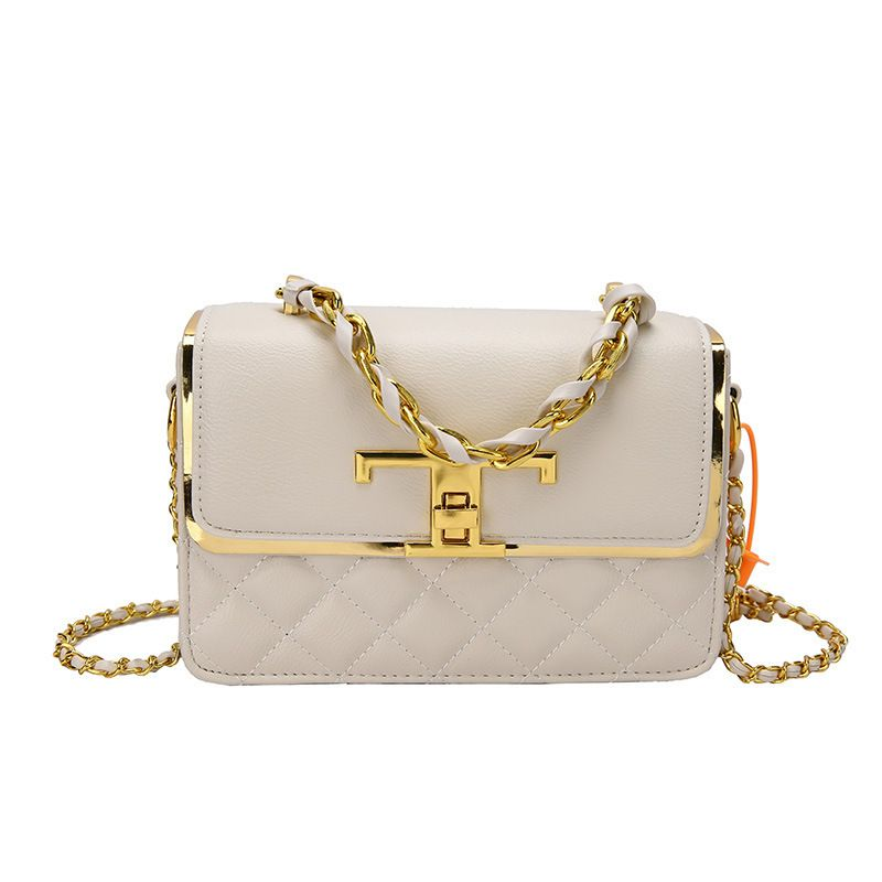 2023 Nouvelle Mode gge Chaîne Sac À Main Élégant Tempérament Épaule Couleur Unie Texture Petit Sac Carré_voghion.com