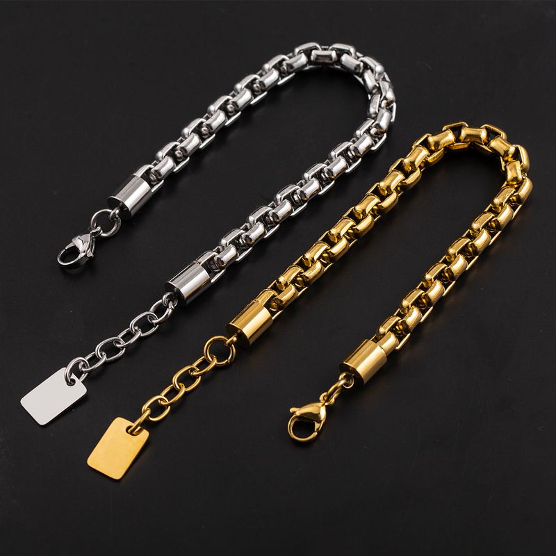 Trendy Fashion Hip-Hop Stainless Steel Gold-Plated Thickened O-Link Chain Bracelet Casual Business Men's Jewelry_voghion.com