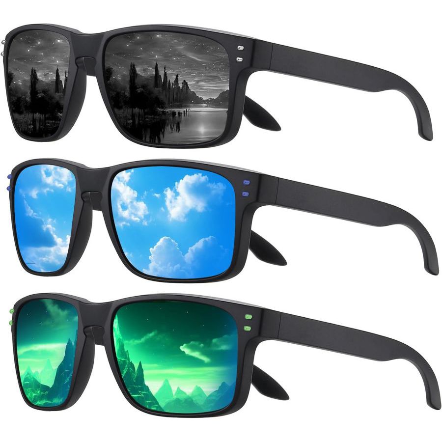 Fashion CRIXALIS 3PCS Brand Polarized Sunglasses for Men Outdoor Fishing Sun Glasses Male Anti-glare Mirror Sports Driving_voghion.com