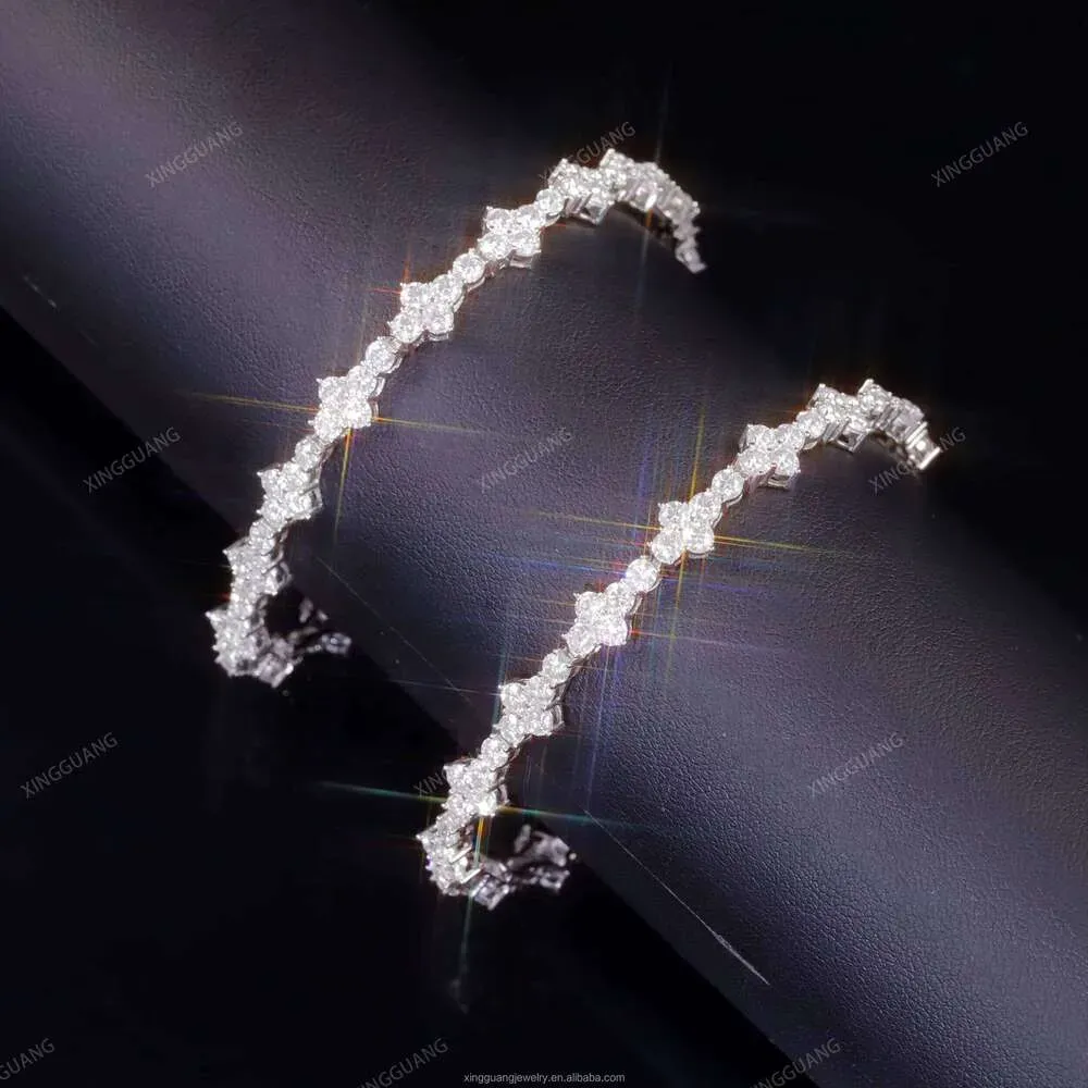 Special Design Hip Hop Cross ShapeTennis Sterling Sier Pass Dia Tester VVS Moissanite Tennis Chain Bracelet_voghion.com
