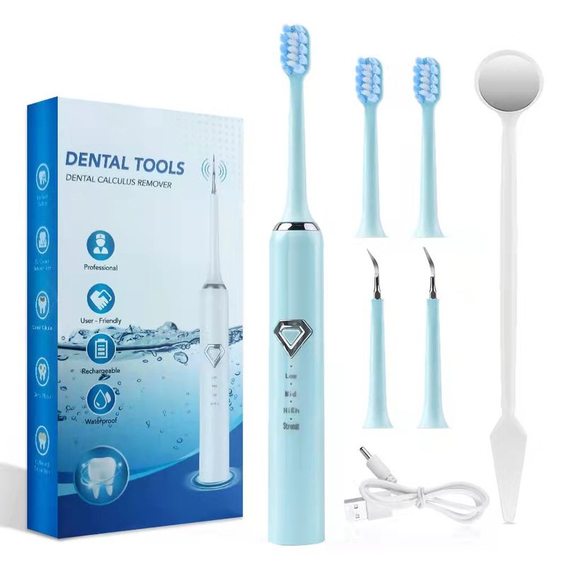 Nouveau Brosse à dents électrique huit en un, dispositif de nettoyage des dents domestique, élimination de la pierre et blanchiment des dents, dispositif_voghion.com