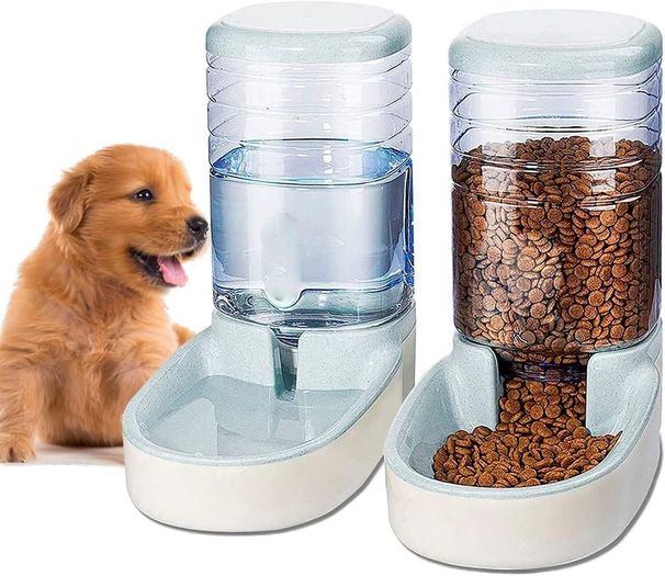 Edipets, Automatischer Futterspender Katze, Hunde, 2 Einheiten, 3.8L, Futter- Und Wasserspender Für Haustiere (Grau)_voghion.com