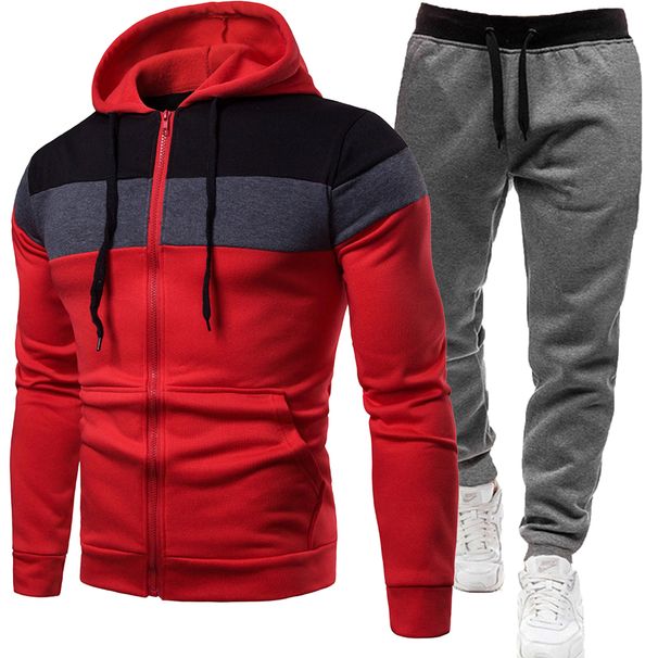 2024 Heren Sport Set Mode Casual Jas Lange Mouwen Broek Lente En Herfst Gesplitste Capuchon Garderobe Twee Stuks_voghion.com