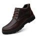 High Top Leather Shoes Gentleman's Casual Layer Large Size Fleece Boots_voghion.com