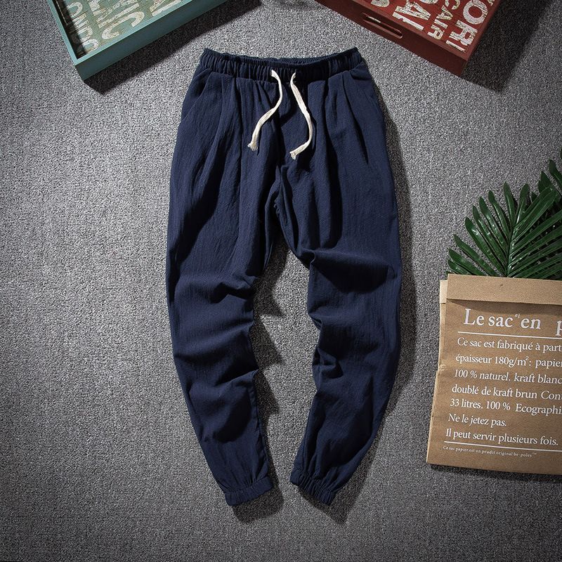 New Men‘s Jogging Pants Streetwear Loose Casual Cotton Linen Trouser Man 2021 Harem Pants Haruku Oversized Men_voghion.com