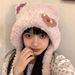 Homemade Autumn And Winter Atmosphere Sticker, Cute Plush Teddy Bear, Internet Famous Bow, Warm Ear Protection Hat,_voghion.com