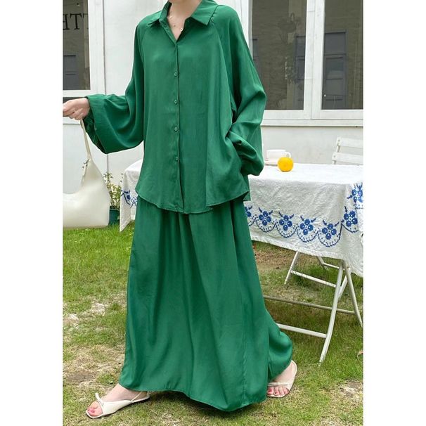 Stilvolles Freizeitkleider-Set in Übergröße mit Gürtel – Langarm-Outfit mit lockerer Passform für Damen (Schwarz, Rosarot, Grün, Gelb, Khaki, Kaffeebraun, Blau)_voghion.com