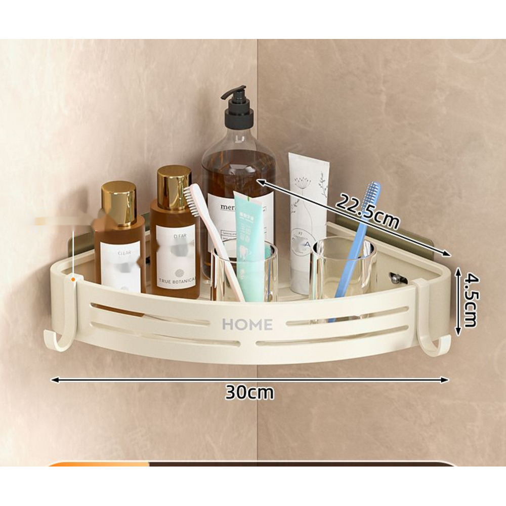 Crema bianco in stile ins home rack, cestino triangolare, rack di stoccaggio da parete per bagno in alluminio spaziale non perforato_voghion.com