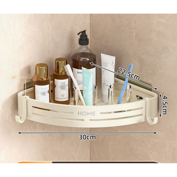 Crema bianco in stile ins home rack, cestino triangolare, rack di stoccaggio da parete per bagno in alluminio spaziale non perforato_voghion.com
