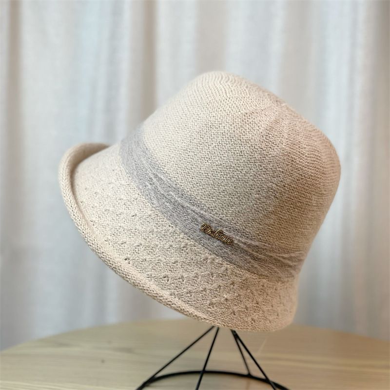 Fashion Bowl Hat Korean Edition Wool Fisherman Hat Women's Japanese Literary Knitted Bucket Hat Autumn and Winter Versatile Top Hat_voghion.com