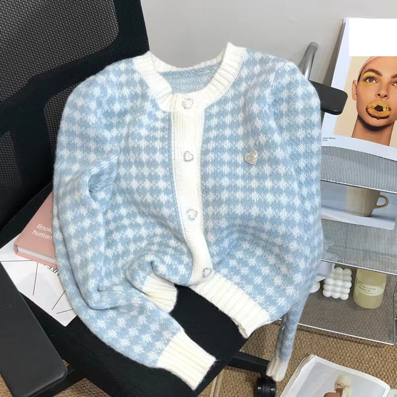 Dametøj Blød og klæbrig strikket jakke til kvinder, kort sweater cardigan til yderbeklædning, piget dametrøje, slank og hvid_voghion.com