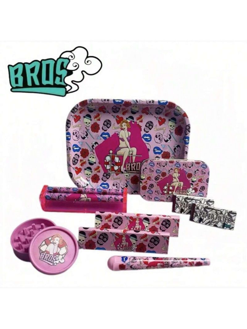 Ensemble d'accessoires pour fumeurs BROS 9 pièces, machine à rouler les cigarettes, broyeur, gadgets ménagers faciles à utiliser, cadeau de Noël, cadeau de vacances_voghion.com