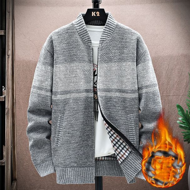 Jaqueta de beisebol masculina com forro de lã – suéter quente de inverno com zíper e design em blocos de cores_voghion.com