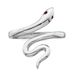 Sterling Silver Rhodium-plated Snake W/Synthetic Ruby Toe Ring_voghion.com