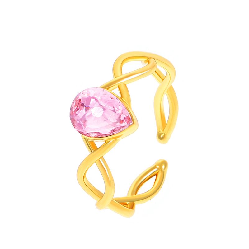 Barbie. Regenbogen-Fee-Wassertropfen-Ring, modische Persönlichkeit, rosa Zirkon, offener Zeigefingerring, hohler Drehring_voghion.com