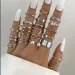 Fashion 22pcs Gold Color Rings Set for Women Vintage Geometric Irregularity Cross Pearl Finger Hip Hop Rock Ring Fashion Jewelry_voghion.com