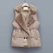 Faux Shearling Vest With Quilted Panels – Reversible Belted Puffer Gilet (M-XL, Polyester Shell, Winter White/Black/Taupe)_voghion.com
