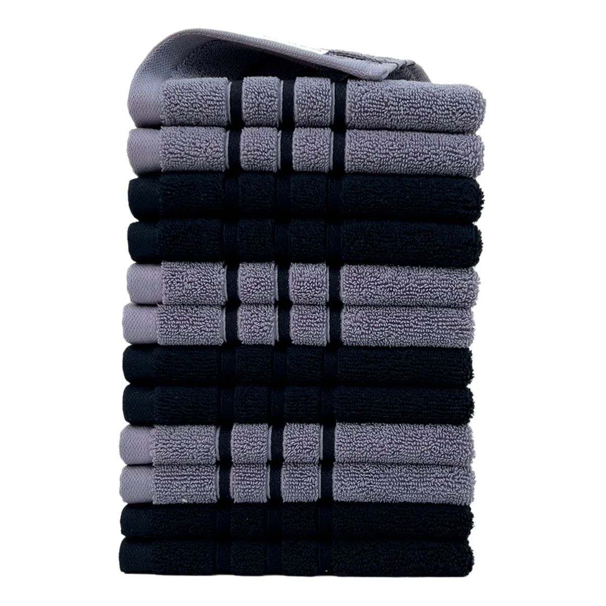 Asciugamani in cotone per il viso – Ultra morbidi, ad asciugatura rapida (0-5 anni), set da 12 pezzi (34x34 cm, 780 g, filato a 32 capi) – Colori misti bianco/grigio/nero/verde/blu_voghion.com