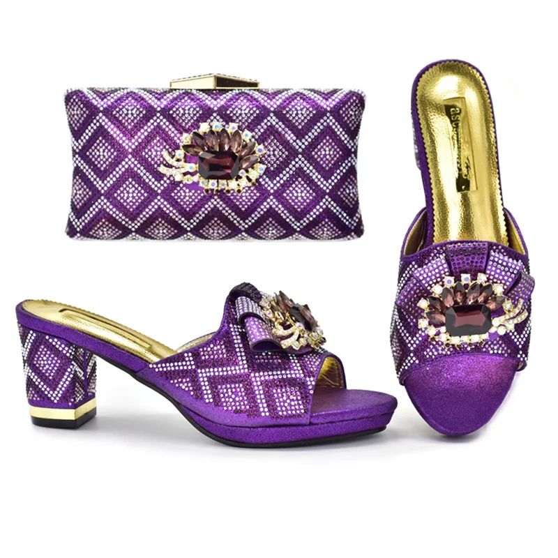 Three-dimensional decal solid color rhinestone high heel sandals with clutch bag dinner bag women's shoe bag_voghion.com