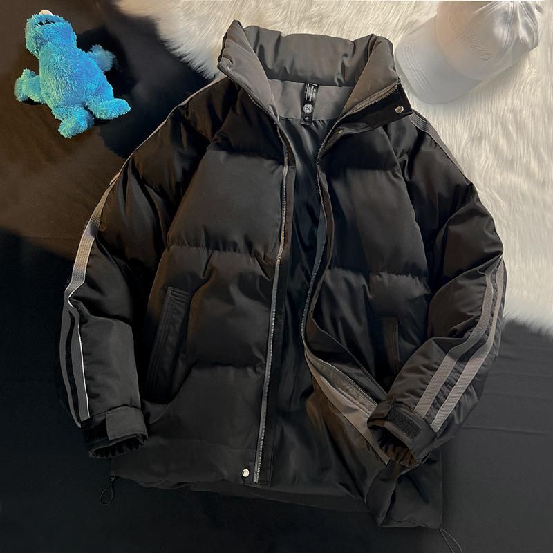 Herrenbekleidung Herren-Winterjacke mit Stehkragen, gepolstert – dicker, warmer Freizeitmantel, wasserabweisend, übergroße Passform, modische Oberbekleidung für Jugendliche_voghion.com