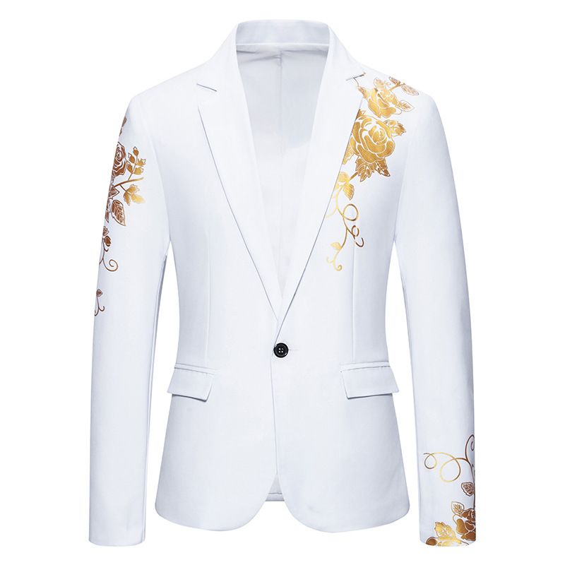 Herrenbekleidung Herrenblazer mit Bronzing-Print Amazon Herrenhochzeitsanzug im lässigen Slim Fit auf Lager X10_voghion.com